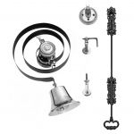 Victorian Butlers Bell Kit c/w Black Cast Iron Pull, Rope, Chrome Bell & Pulleys BH1005BC